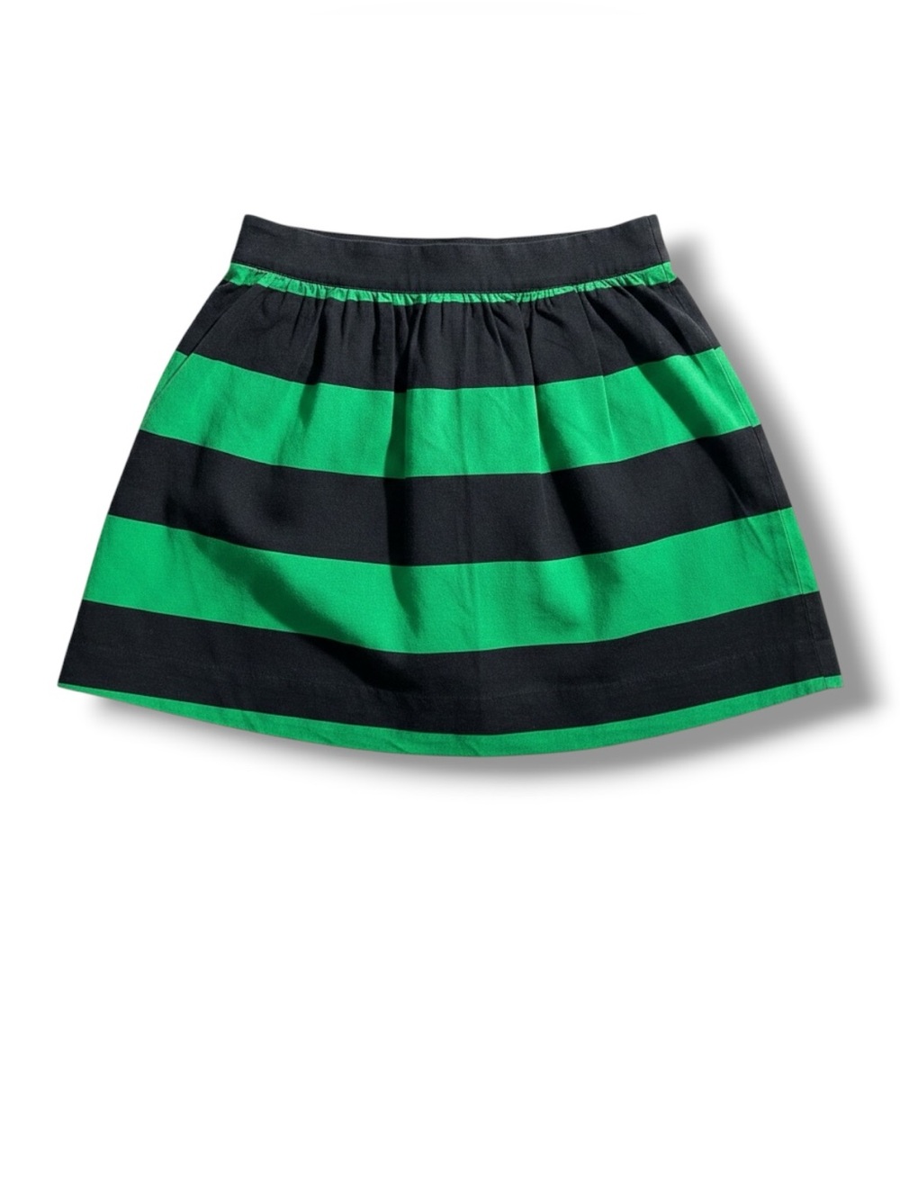 BANANA REPUBLIC FACTORY Black and Green Striped A-Line Skirt